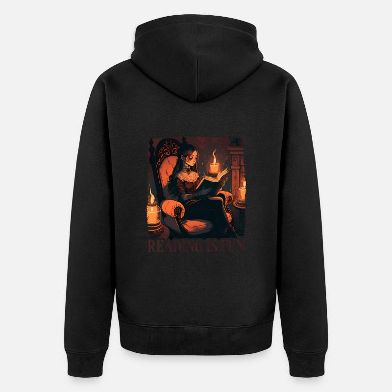 Reading is Fun Goth - Unisex Premium Bio Zip Hoodie - Schwarz