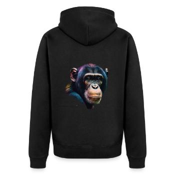 Portrait de singe chimpanzé - Veste à capuche bio Premium Unisexe - noir - Dos - Nico (187cm)