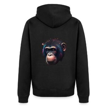 Portrait de singe chimpanzé - Veste à capuche bio Premium Unisexe - noir - Dos - Nico (187cm)