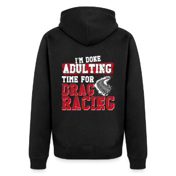 Drag Racing Race Car Vintage Je suis - Veste à capuche bio Premium Unisexe - noir - Dos - Nico (187cm)