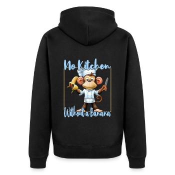 Küchenaffe Banana Vibes - Unisex Premium Bio Zip Hoodie - Schwarz - Hinten - Nico (187cm)