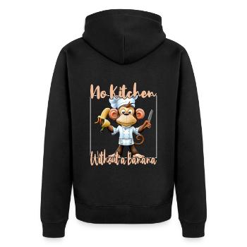 Küchenaffe Banana Vibes - Unisex Premium Bio Zip Hoodie - Schwarz - Hinten - Nico (187cm)