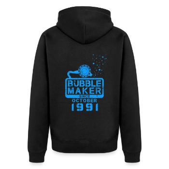 Taucher Geburtstag Bubblemaker seit Oktober 1991 - Unisex Premium Bio Zip Hoodie - Schwarz - Hinten - Nico (187cm)