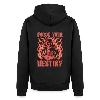Forging Forge Your Destiny Iron Worker Blacksmiths - Unisex Premium Bio Zip Hoodie - Schwarz - Hinten - Nico (187cm)