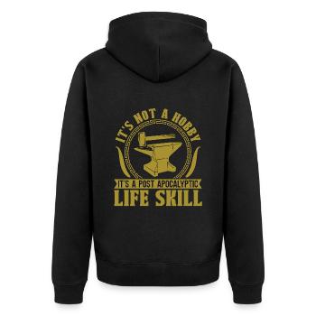 Forging It's Not A Hobby It's A Forger Blacksmiths - Unisex Premium Bio Zip Hoodie - Schwarz - Hinten - Nico (187cm)