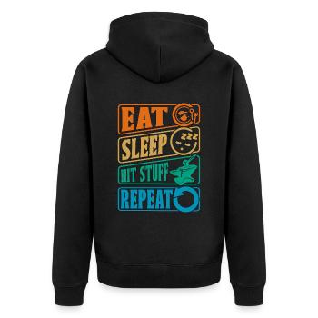 Forging Eat Sleep Hit Retro Goldsmith Blacksmiths - Unisex Premium Organic Zip Hoodie - black - Back - Nico (187cm)