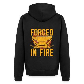 Forging Forced In Fire Farrier Anvils Blacksmiths - Unisex Premium Organic Zip Hoodie - black - Back - Nico (187cm)