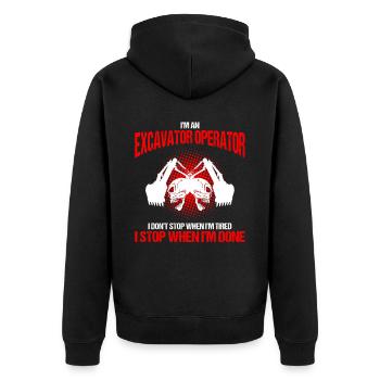 Bagger Sand Bagger für Bach Operator - Unisex Premium Bio Zip Hoodie - Schwarz - Hinten - Nico (187cm)