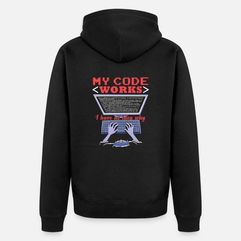 Fuuny Coder Programmierer - Unisex Premium Bio Zip Hoodie - Schwarz