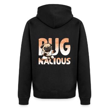 Jeu de mots pour chiot carlin - Veste à capuche bio Premium Unisexe - noir - Dos - Nico (187cm)
