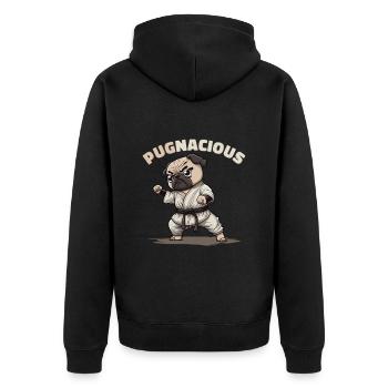 Jeu de mots pour chiot carlin - Veste à capuche bio Premium Unisexe - noir - Dos - Nico (187cm)