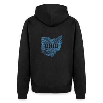 Ohio Muster in Karte USA Amerika - Unisex Premium Bio Zip Hoodie - Schwarz - Hinten - Nico (187cm)