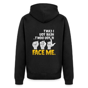 Lip reading ASL Hand gestures Deaf people - Unisex Premium Organic Zip Hoodie - black - Back - Nico (187cm)