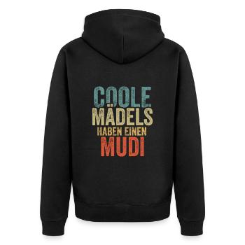 Mudi - Unisex Premium Bio Zip Hoodie - Schwarz - Hinten - Nico (187cm)