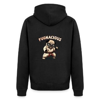 Jeu de mots pour chiot carlin - Veste à capuche bio Premium Unisexe - noir - Dos - Nico (187cm)