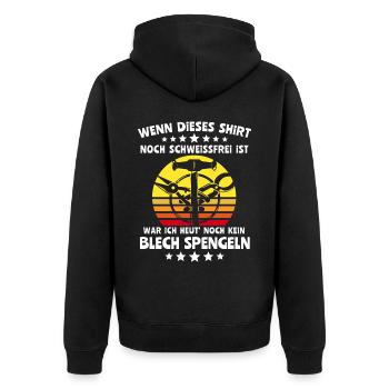 Spengler Bauspengler Karrosseriespengler - Unisex Premium Bio Zip Hoodie - Schwarz - Hinten - Nico (187cm)