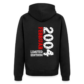 2004 Februar Limited Edition Geburtstag Mann Frau - Unisex Premium Bio Zip Hoodie - Schwarz - Hinten - Nico (187cm)