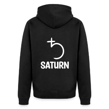 Saturn - Unisex Premium Organic Zip Hoodie - black - Back - Nico (187cm)