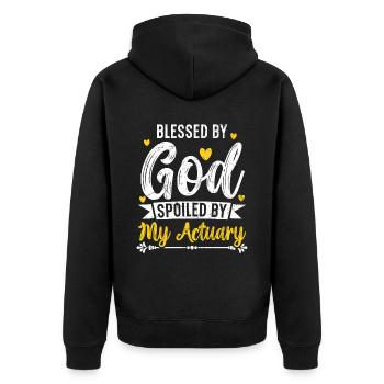 God Spoiled By My Actuary Actuaries - Unisex Premium Organic Zip Hoodie - black - Back - Nico (187cm)