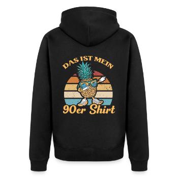 90er Jahre Party und Mottoparty Design, 90s - Unisex Premium Bio Zip Hoodie - Schwarz - Hinten - Nico (187cm)