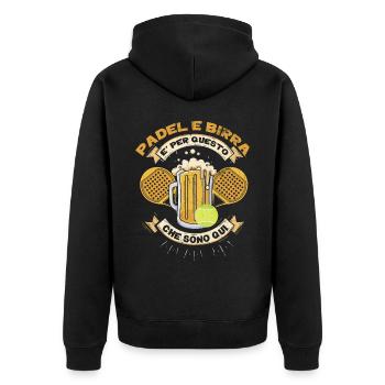 Padel Und Bier, Paddel - Unisex Premium Bio Zip Hoodie - Schwarz - Hinten - Nico (187cm)