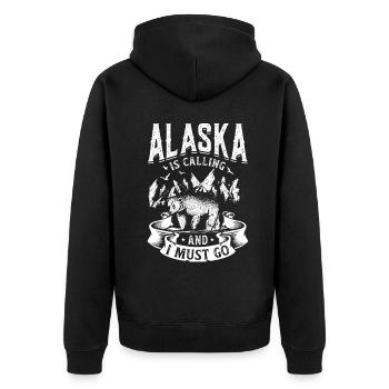 Alaska Geschenk Kinder Herren Damen USA Natur Eis - Unisex Premium Bio Zip Hoodie - Schwarz - Hinten - Nico (187cm)