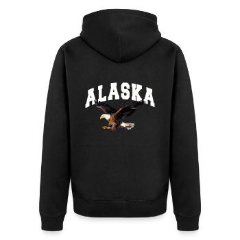 Alaska Geschenk USA Natur Bär Denali Grizzly Wald - Unisex Premium Bio Zip Hoodie - Schwarz - Hinten - Nico (187cm)