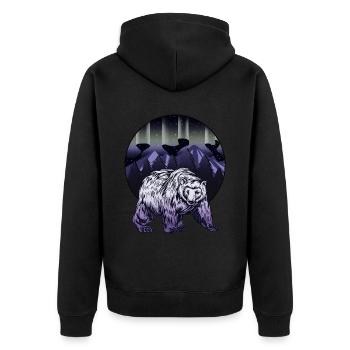 Alaska Geschenk USA Natur Bär Denali Grizzly Wald - Unisex Premium Bio Zip Hoodie - Schwarz - Hinten - Nico (187cm)