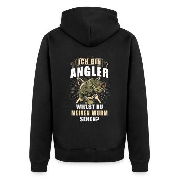 Angeln Fishing Fisher Angelrute Karpfen Rute Fisch - Unisex Premium Bio Zip Hoodie - Schwarz - Hinten - Nico (187cm)