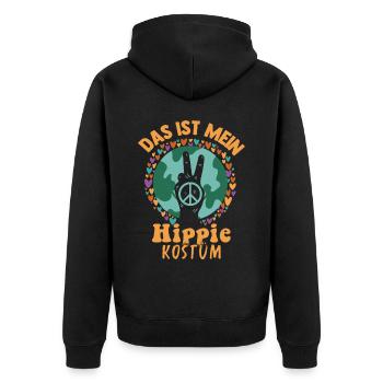 Hippie Tshirt Peace Bewegung Woodstock Boho Groove - Unisex Premium Bio Zip Hoodie - Schwarz - Hinten - Nico (187cm)