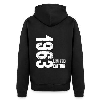 60 Jahre Jahrgang 1963 Retro 60. Geburtstag - Unisex Premium Bio Zip Hoodie - Schwarz - Hinten - Nico (187cm)