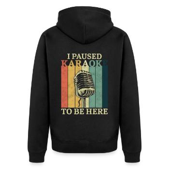 Karaoke Singer Retro Vintage I - Unisex Premium Bio Zip Hoodie - Schwarz - Hinten - Nico (187cm)