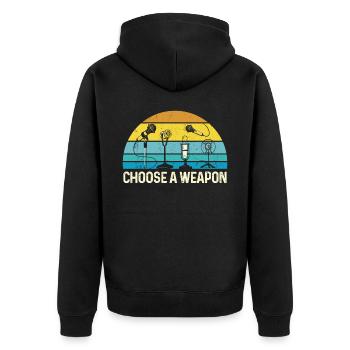 Karaoke Singer Microphone Vocalist - Unisex Premium Bio Zip Hoodie - Schwarz - Hinten - Nico (187cm)