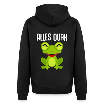 Frosch Frösche Alles Quak - Unisex Premium Bio Zip Hoodie - Schwarz - Hinten - Nico (187cm)