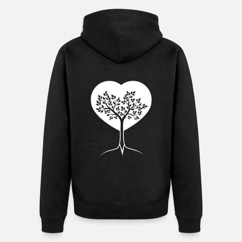 Herz - Baum - (2) - Unisex Premium Bio Zip Hoodie - Schwarz