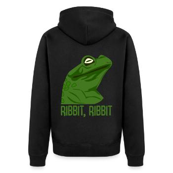 funny frog - Unisex Premium Organic Zip Hoodie - black - Back - Nico (187cm)