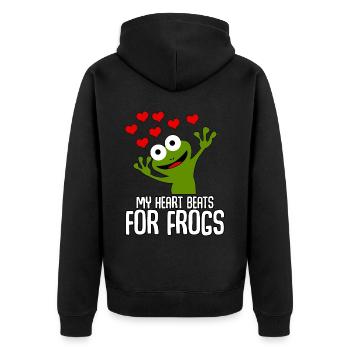 Frösche Frosch - Unisex Premium Bio Zip Hoodie - Schwarz - Hinten - Nico (187cm)