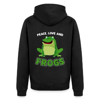 Peace Love et grenouilles - Veste à capuche bio Premium Unisexe - noir - Dos - Nico (187cm)