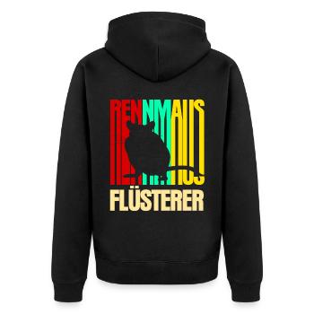 Rennmaus Flüsterer - Unisex Premium Bio Zip Hoodie - Schwarz - Hinten - Nico (187cm)