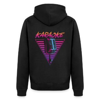 Karaoke Singer Retro 80s 90s - Unisex Premium Bio Zip Hoodie - Schwarz - Hinten - Nico (187cm)