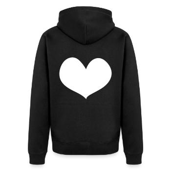 Herz - Camper - (2) - Unisex Premium Bio Zip Hoodie - Schwarz - Hinten - Nico (187cm)