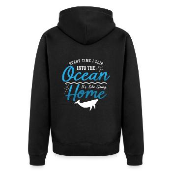 Marine Biology Every Time I Slip Into Underwater - Unisex Premium Organic Zip Hoodie - black - Back - Nico (187cm)