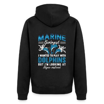 Marine Biologist I Wanted To Play Marine Science - Unisex Premium Bio Zip Hoodie - Schwarz - Hinten - Nico (187cm)