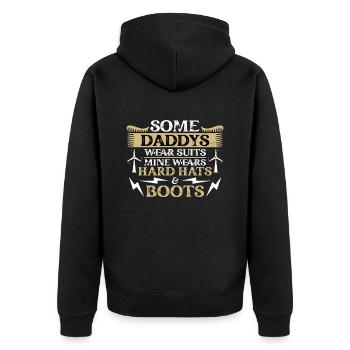Wind Turbine Tech Some Daddys Wear Suits Windmill - Unisex Premium Bio Zip Hoodie - Schwarz - Hinten - Nico (187cm)