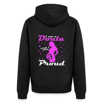 Je suis sage-femme doula - Veste à capuche bio Premium Unisexe - noir - Dos - Nico (187cm)