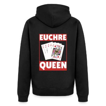 Euchre Queen - Euchre Spielerkartenspiel Euchre - Unisex Premium Bio Zip Hoodie - Schwarz - Hinten - Nico (187cm)