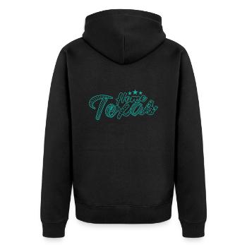 Home Texas USA Amerika Bundesstaat - Unisex Premium Bio Zip Hoodie - Schwarz - Hinten - Nico (187cm)
