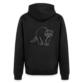 Waschbär Oneline Kunst - Lustiger Waschbär - Unisex Premium Bio Zip Hoodie - Schwarz - Hinten - Nico (187cm)