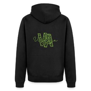 Virginie VA lettre USA Amérique - Veste à capuche bio Premium Unisexe - noir - Dos - Nico (187cm)