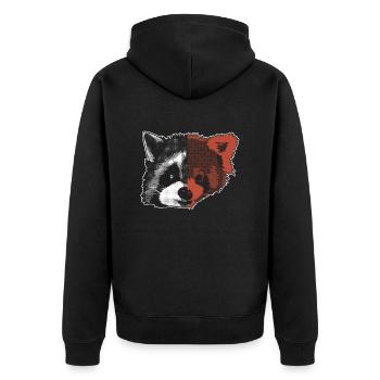 Half Face Of Raaccoon Half Face Of Red Panda - - Unisex Premium Bio Zip Hoodie - Schwarz - Hinten - Nico (187cm)